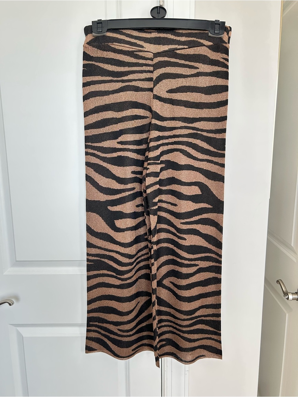 Zara Women Zebra-Stripe Knit Skirt - Black & Brown